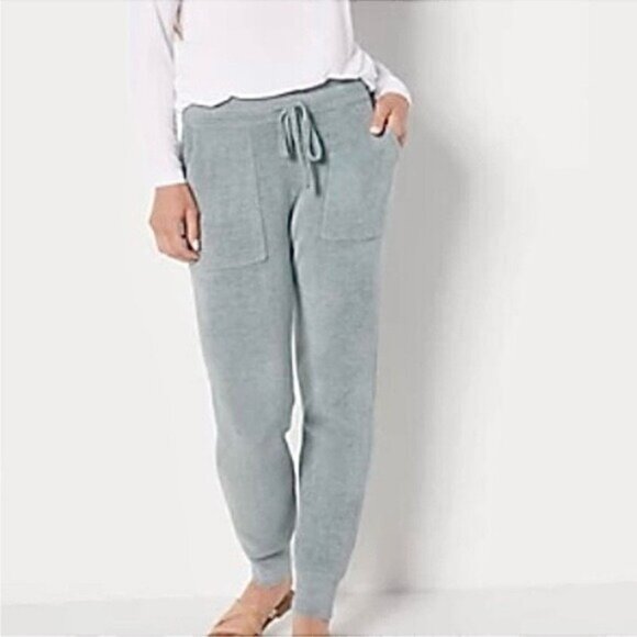 Barefoot Dreams Cozychic Ultra Lite Knit Lounge Athleisure Soft Neutral Joggers - Picture 8 of 8